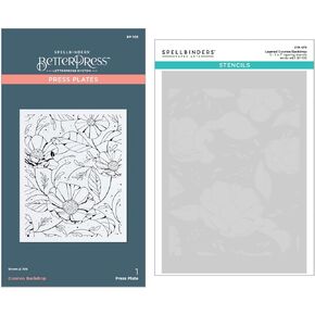 Spellbinders Cosmos Backdrop BetterPress Bundle Stencil, Clear