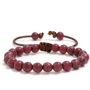 COLORFUL BLING Mala Beaded Rosary Bracelet Tibetan Sandalwood Wood Adjustable Braide String Wooden Bracelet for Women Men Boy Teen Girl Girlfriend Boyfriend Handmade Religious Prayer Jewelry Gift