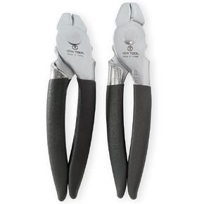 Hog Ring Pliers 2 Piece Set, Straight & 45° Bent, Steel with Cushion Non-Slip Grips - For Upholstery, Sausage, Bagging, Bungee Cords, & Fencing