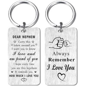 Nephew Gifts Keychain, I Love You Nephew Gifts, Proud of Nephew Birthday Gifts Fathers Day Christmas Key Chain, Nephew Xmas Present