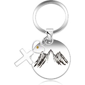 Uloveido Stainless Steel Mountain Keychain Hiking Climber Jewelry Mustard Seed Keyring Y763