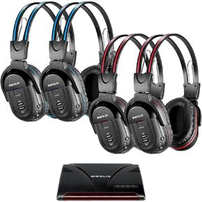 سماعات رأس SIMOLIO اللاسلكية لمشاهدة التلفزيون مع جهاز إرسال واحد، سماعات الأشعة تحت الحمراء للأفلام والسيارات الخارجية، بدون تأخير، 4 حزم إلى سماعات رأس متعددة، RCA AUX بصري رقمي، التحكم في مستوى الصوت، خيار قناتين in Kuwait