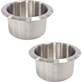 Stainless Steel Drop-in Cup Holder, 2pcs Single Car Cup Drink Holder Poker Table Drink Holder Computer Desk Ashtray for Sofa Boat Rv Couch Recliner Car Truck Poker Table