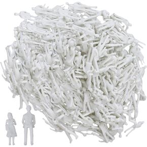 Mxfans 1:75 Scale White Unpainted Model People Figures for Miniature Scenes Architectural Layout Project Pack of 500