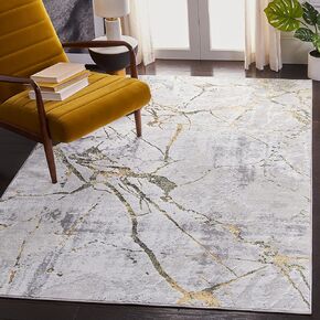 SAFAVIEH Amelia Collection Area Rug - 8' x 10', Grey & Black, Modern Abstract Design, Non-Shedding & Easy Care, Ideal for High Traffic Areas in Living Room, Bedroom (ALA293K)