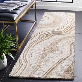 SAFAVIEH Fifth Avenue Collection Accent Rug - 2'3" x 4', Beige & Ivory, Handmade Mid-Century Modern Abstract New Zealand Wool, Ideal for High Traffic Areas in Entryway, Living Room, Bedroom (FTV121B)