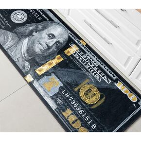 Well Woven Money Dollar Bill, Hundred, Benjamins 3'11" x 9'10" Runner Black Gold Novelty Area Rug