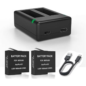 2-Pack Battery for Insta 360 Ace Pro/Ace Battery Charger Camera Fast Charge Hub for Insta 360 Ace Pro Camera