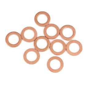 10 Pieces M10 Copper Washers Flat Ring Sump Plug Oil Seal Gasket Sealing Fitting Washers (M10*16 * 1.5)