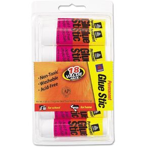 Avery 98089 Glue Sticks, Permanent, .26 oz, Value Pack, 18/PK, Clear