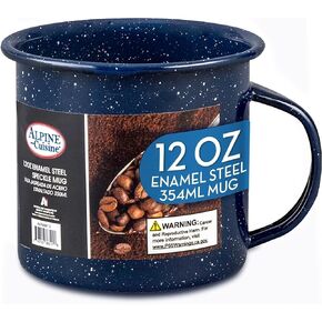 Alpine Cuisine Enamel Steel Handled Pot and Large Capacity Coffee Warmer 4 Quart - Dark Blue Speckle Camping Pot and Mug, Coffee Warmer for Coffee, Tea, Cappuccino