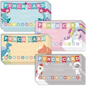 Punch Cards 100 Pack Incentive Loyalty Reward Card for Teacher, Behavior Punch Cards for Kids, Homeschool Classroom Supplies for Motivation, Business 3.5 inch x 2 inch