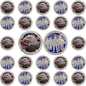 24Pcs Military Thank You for Your Service Challenge Coins Set in Bulk Veterans Soldiers Appreciation Gifts Proudly Salutes You - Silver