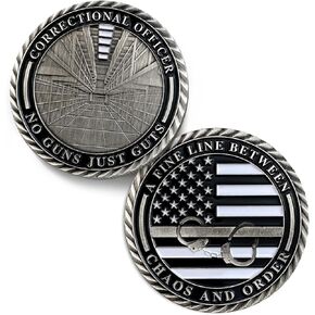 Delicate Thin Gray Line Challenge Coin - Correctional Officer Gray Prison Police Silver Coins - Law Enforcement Corrections Officer Gifts - Honor US Correctional Officers