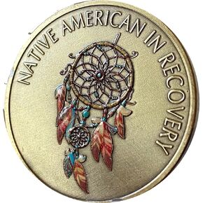 الأمريكيين الأصليين في الانتعاش اللون Dreamcatcher Medallion Blessing صلاة الرصانة رقاقة