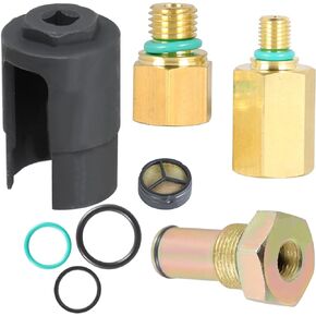 WFLNHB 6.0 High Pressure Oil Pump IPR Valve Oil Rail Adapters Leak Test Kit Air Test Fitting Tool and IPR Valve Socket with Seal Kit Replacement for Ford 6.0L Powerstroke Diesel Engine