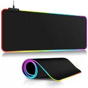 Mouse Pad Gaming LED Lights，Non-Slip Rubber Base Desk Pad for Keyboard and Mouse,Large Mouse Pad for Desk with Stitched 31.5 x 11.8 in 14 Lights Modes Computer Extended Keyboard Desk Mat for Gamer