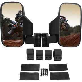 Universal UTV Side View Mirror Offroad Rear View Side Mirror for 1.6" - 2" Roll Cage Tempered Glass Breakaway Mirrors