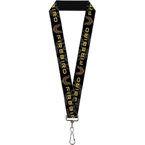 Buckle Down Lanyard-1.0"-Pontiac Firebird/Logo Black/Grays/Golds