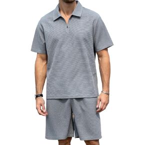 ZPB Men's Polo Shirt and Shorts Set Summer Outfits tracksuit Fashion Casual Short Sleeve Polo Suit for Men 2 Piece Short Set