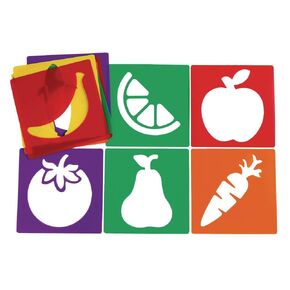 Colorations Fruit & Vegetable Shapes Stencils for Kids, 8 inches, Jumbo, Sturdy, Quality, Washable, Paint, Draw, Spray, Classroom, Arts & Crafts, Teacher, Educational