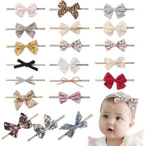 20PCS Baby Headbands Baby Girls Bows Hairbands Soft Nylon Elastic Handmade Baby Bows Hair Accessories for Newborns Infants Toddlers and Kids (A) in Kuwait