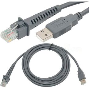 UR2208AK USB A Male to RJ45 Cable 7ft 2M for Symbol Barcode Scanner LS4278 LS2208 2208AP (Gray)
