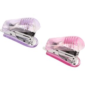 2pcs Mini Stapler, Portable Small Stapler, Stapler with Staples, Hand Held Desk Stapler, Classroom Must Haves, Office Supplies, Teacher Must Haves, Cute School Supplies(Purple Pink)