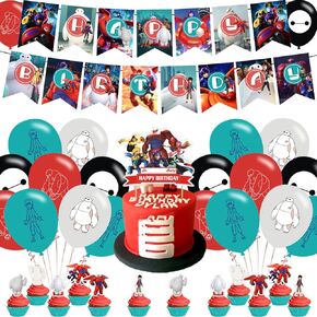Baymax Hero Birthday Party Decorations, Includes Banner, Cake Topper, 12 Cupcake Toppers, 20 Balloons
