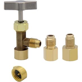 Beduan R134a Can Tap Valves Puncture Style with 1/4" SAE Female and 1/2" Male Adapter Can Bottle Tap Refrigerant Dispenser Refilling Automotive Truck Air Conditioner Systems