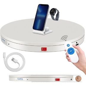 Ultrathin (Thickness: 0.79 Inches) Rotating Display Stand with Remote Control 7.9in Diameter Type-C Cable Load-Bearing 11lbs Motorized Turntable for Product Displaying,Video Shooting (Black)