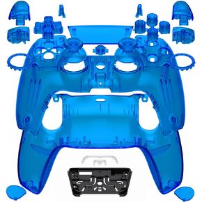 eXtremeRate Luna Redesigned Full Set Shell Buttons Touchpad Cover Compatible with ps5 Controller BDM-030 BDM-040 BDM-050, Custom Clear Replacement Top Bottom Cover Case Compatible with ps5 Controller