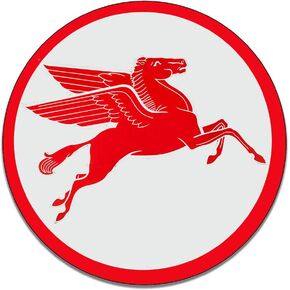 Mobilgas Pegasus Sign Mobiloil Motor Oil Gasoline Petroleum Products Reproduction Car Company Garage Signs Metal Vintage Style Decor Metal Tin Aluminum Round Sign Home Decor