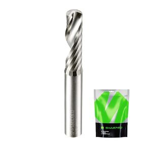 O Flute Upcut Spiral Rouer Bit 1/4 Inch Shank 1/4" Cutting Dia. 1" CL. 2-1/4"OVL. Carbide Single Flute CNC Router Bit, Ideal for Aluminum, Plastic, Acrylic, Wood, MDF and PVC