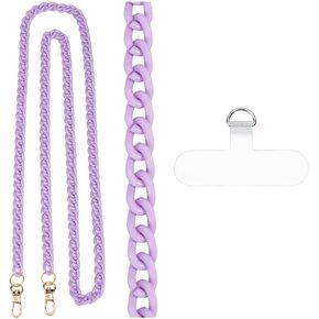 1 Pc Acrylic Phone Crossbody Chain, Purple Color Cell Phone Lanyard Phone Neck Chain Anti Theft Phone Charm for Decoration Women