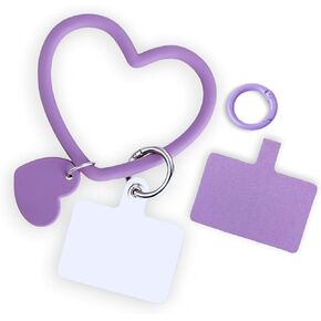 Heart Phone Lanyard Wrist, Silicone Phone Charm Loop X1 & Phone Tether Tab X2 - Cute Phone Loop Strap Phone Wristlet Phone Bracelet Strap Phone Accessories Chain