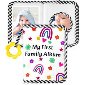 Baby Photo Book, My First Baby Photo Albums Holds 4x6" Pictures, Soft Photo Cloth Book with Safety Mirror Baby Shower Gifts Set(Rainbow)