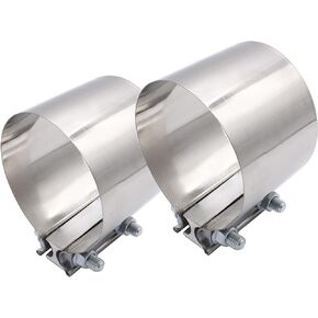 2PCs 5" Stainless Steel Exhausst Clamp T304 Butt Joint Band Exhaust Clamp Sleeve Coupler
