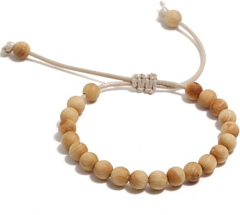 COLORFUL BLING Mala Beaded Rosary Bracelet Tibetan Sandalwood Wood Adjustable Braide String Wooden Bracelet for Women Men Boy Teen Girl Girlfriend Boyfriend Handmade Religious Prayer Jewelry Gift in Saudi Arabia