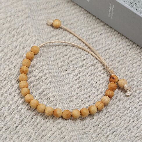 COLORFUL BLING Mala Beaded Rosary Bracelet Tibetan Sandalwood Wood Adjustable Braide String Wooden Bracelet for Women Men Boy Teen Girl Girlfriend Boyfriend Handmade Religious Prayer Jewelry Gift in Saudi Arabia