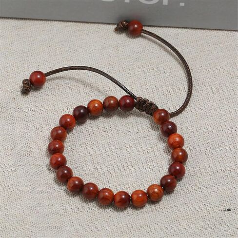 COLORFUL BLING Mala Beaded Rosary Bracelet Tibetan Sandalwood Wood Adjustable Braide String Wooden Bracelet for Women Men Boy Teen Girl Girlfriend Boyfriend Handmade Religious Prayer Jewelry Gift in Saudi Arabia