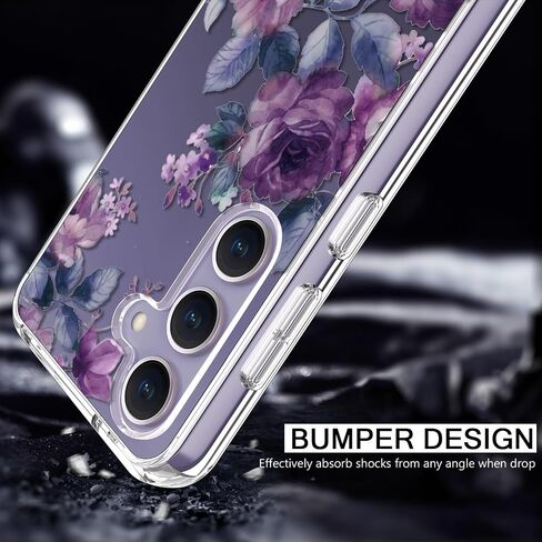 bicol for Samsung Galaxy S24 Case with Screen Protector and Camera Lens Protector - Fashionable Floral Designs for Women Girls - Shockproof Acrylic Clear Phone Cover 6.1" - Alpaca in Saudi Arabia