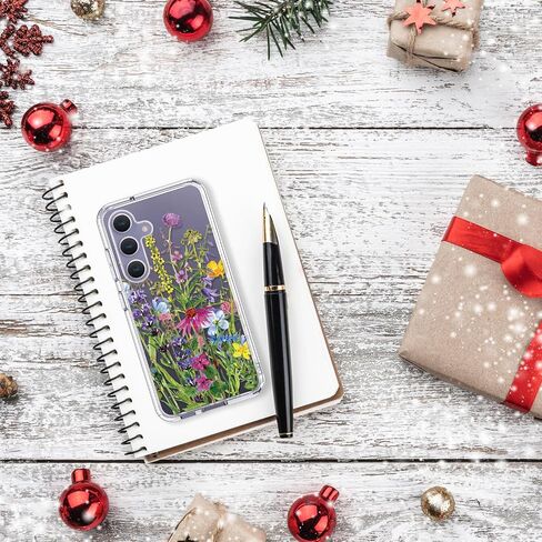 bicol for Samsung Galaxy S24 Case with Screen Protector and Camera Lens Protector - Fashionable Floral Designs for Women Girls - Shockproof Acrylic Clear Phone Cover 6.1" - Alpaca in Saudi Arabia