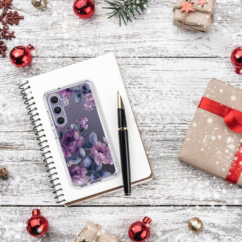 bicol for Samsung Galaxy S24 Case with Screen Protector and Camera Lens Protector - Fashionable Floral Designs for Women Girls - Shockproof Acrylic Clear Phone Cover 6.1" - Alpaca in Saudi Arabia