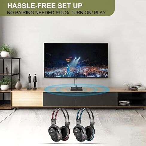 SIMOLIO Wireless Headphones for TV Watching with one Transmitter, IR Headsets for Outdoor Movie & Car, No Lag, 4 Packs to Multiple Headphones, Digital Optical RCA AUX, Volume Control, 2 Channel Option in Saudi Arabia
