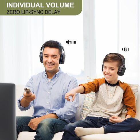 SIMOLIO Wireless Headphones for TV Watching with one Transmitter, IR Headsets for Outdoor Movie & Car, No Lag, 4 Packs to Multiple Headphones, Digital Optical RCA AUX, Volume Control, 2 Channel Option in Saudi Arabia