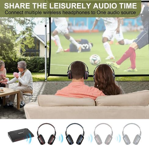 SIMOLIO Wireless Headphones for TV Watching with one Transmitter, IR Headsets for Outdoor Movie & Car, No Lag, 4 Packs to Multiple Headphones, Digital Optical RCA AUX, Volume Control, 2 Channel Option in Saudi Arabia
