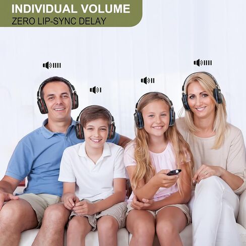 SIMOLIO Wireless Headphones for TV Watching with one Transmitter, IR Headsets for Outdoor Movie & Car, No Lag, 4 Packs to Multiple Headphones, Digital Optical RCA AUX, Volume Control, 2 Channel Option in Saudi Arabia