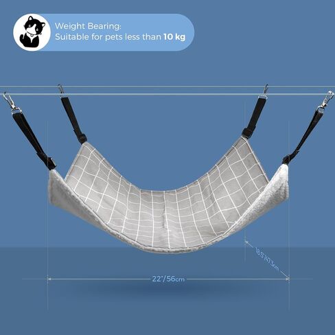 ComSaf Reversible Cat Hammock, Breathable Pet Cage Hammock with Adjustable Straps and Metal Hooks, Double-Sided Hanging Pet Hammock Bed for Cats, Ferret, Puppy, Other Small Animals, 22 x 18.5 inch in Saudi Arabia