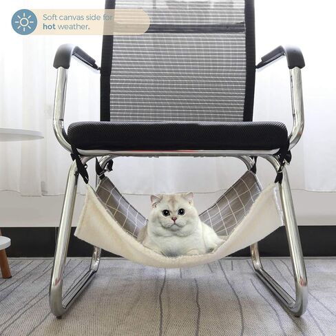 ComSaf Reversible Cat Hammock, Breathable Pet Cage Hammock with Adjustable Straps and Metal Hooks, Double-Sided Hanging Pet Hammock Bed for Cats, Ferret, Puppy, Other Small Animals, 22 x 18.5 inch in Saudi Arabia